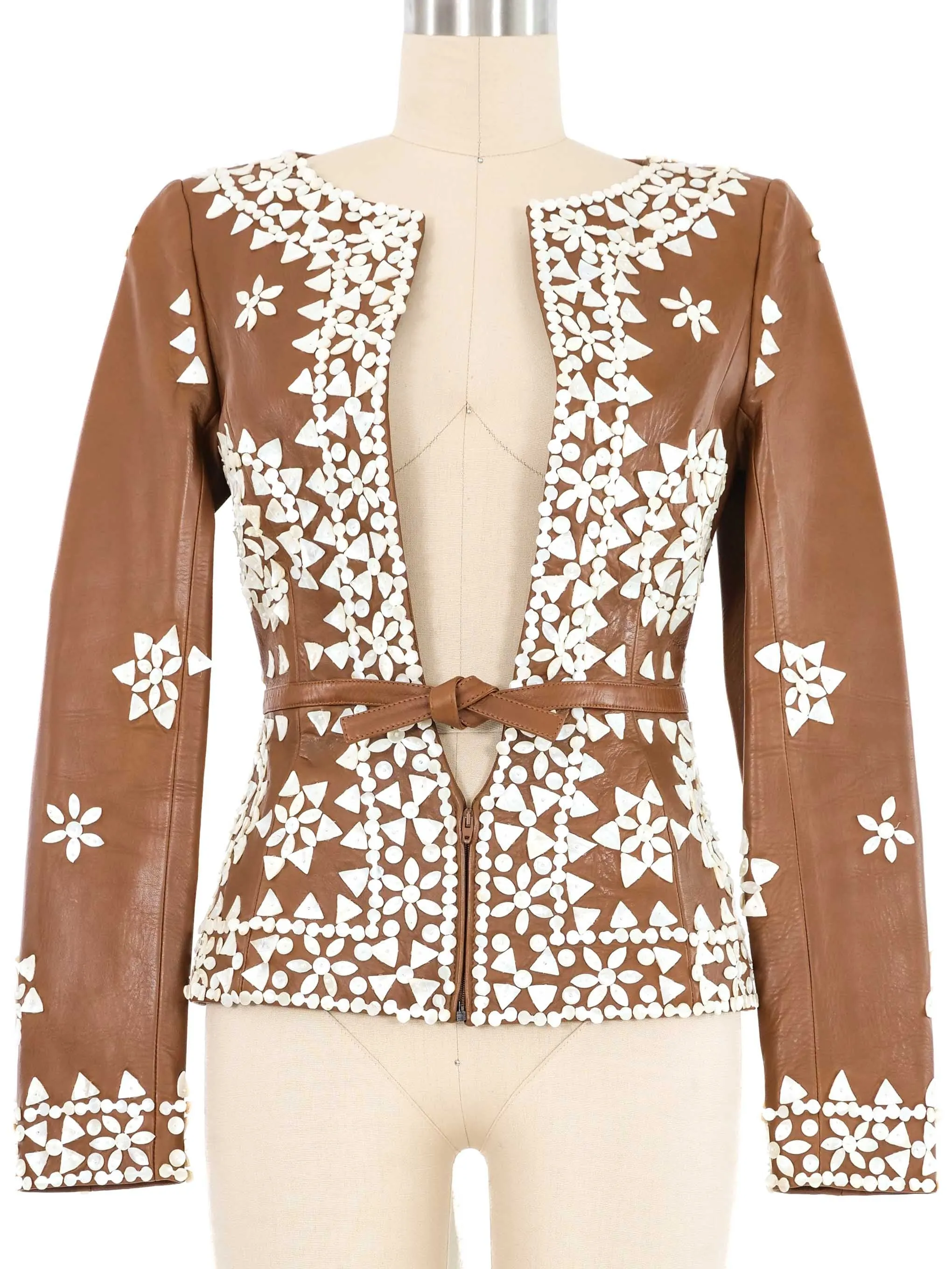 2003 Valentino Shell Beaded Leather Jacket