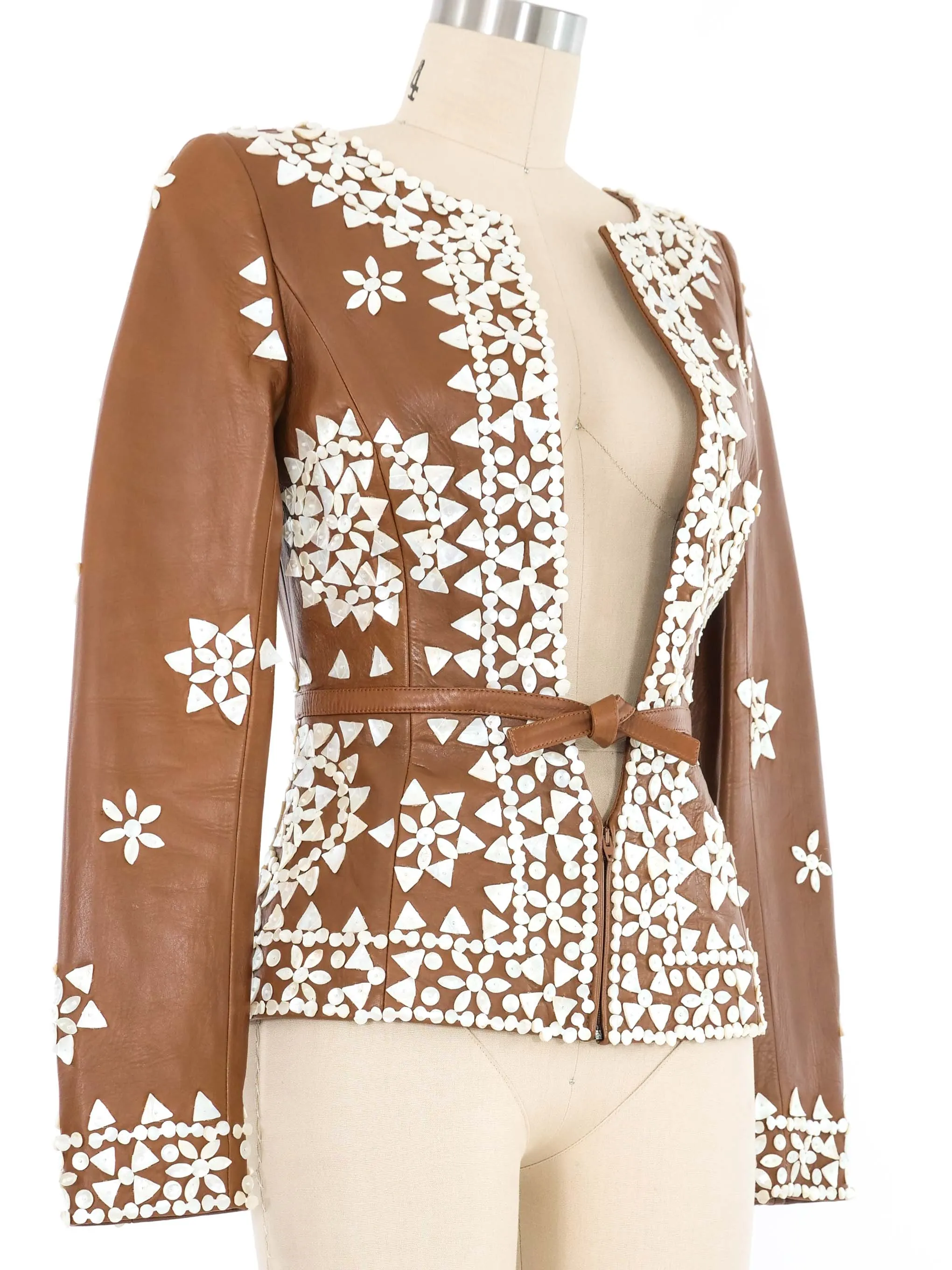 2003 Valentino Shell Beaded Leather Jacket