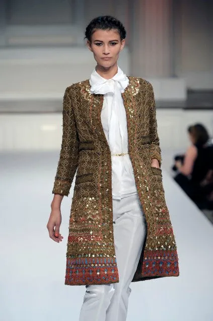 2010 Oscar de la Renta Sequin Accented Embroidered Jacket