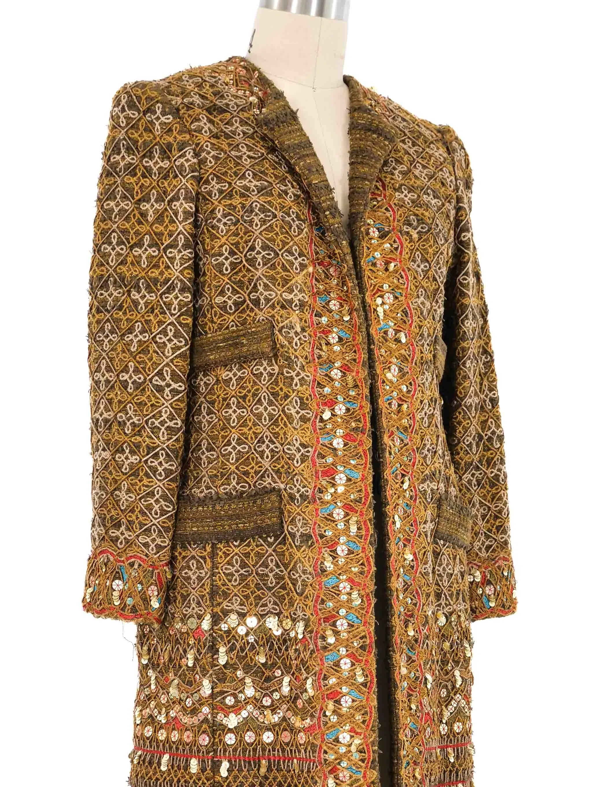 2010 Oscar de la Renta Sequin Accented Embroidered Jacket