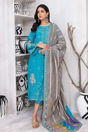 3-Pc charizma Embroidered Lawn Jacquard With Fancy Dupatta CBN23-01