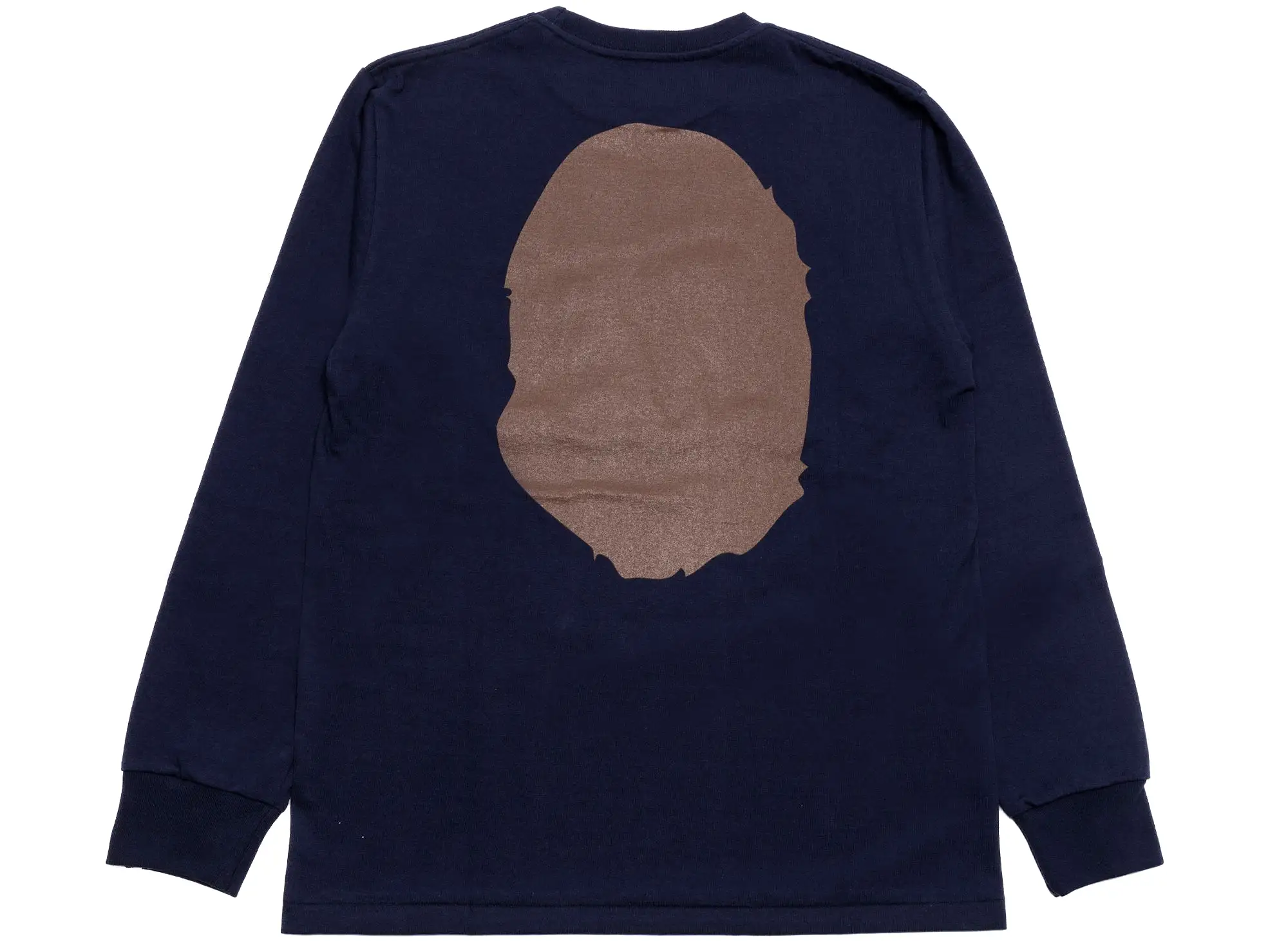 A Bathing Ape Big Ape Head L/S Tee in Navy xld