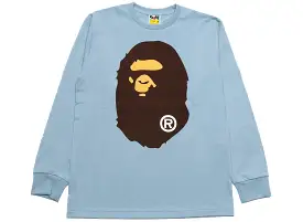 A Bathing Ape Big Ape Head L/S Tee in Sax xld