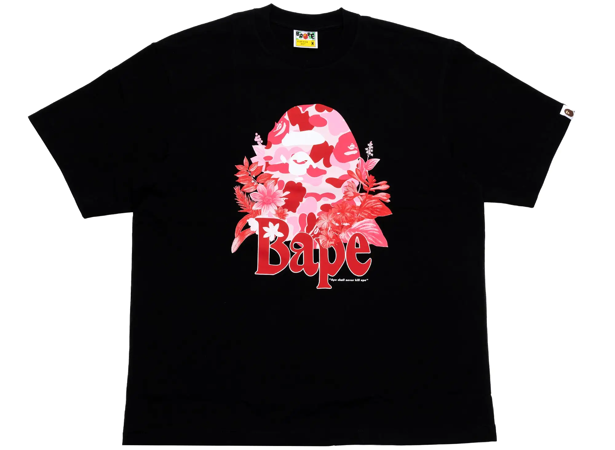 A Bathing Ape Floral Big Ape Head Tee in Black xld