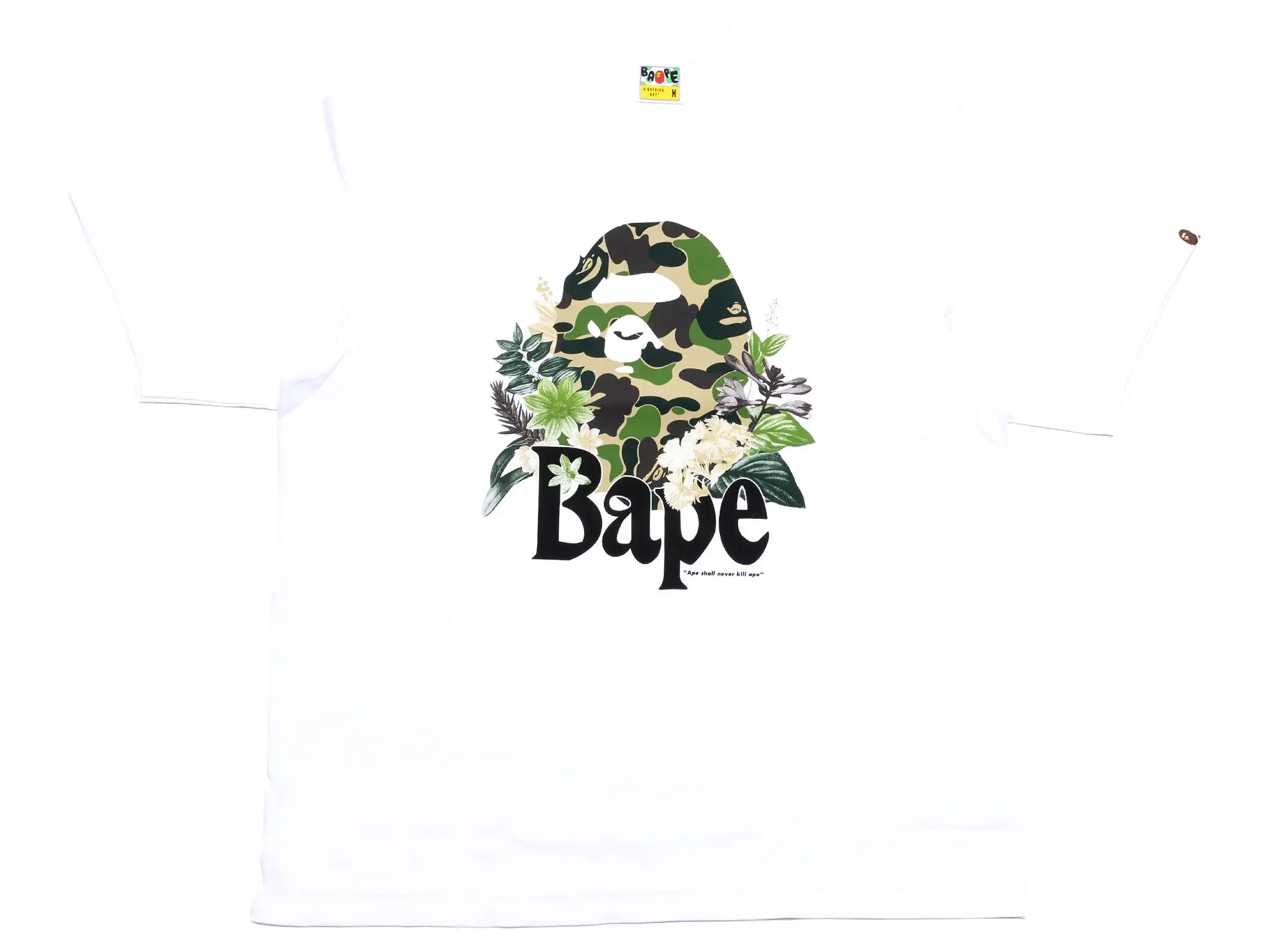 A Bathing Ape Floral Big Ape Head Tee in White xld