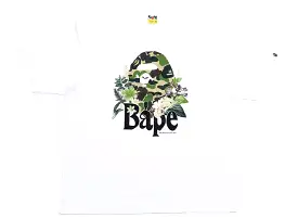 A Bathing Ape Floral Big Ape Head Tee in White xld