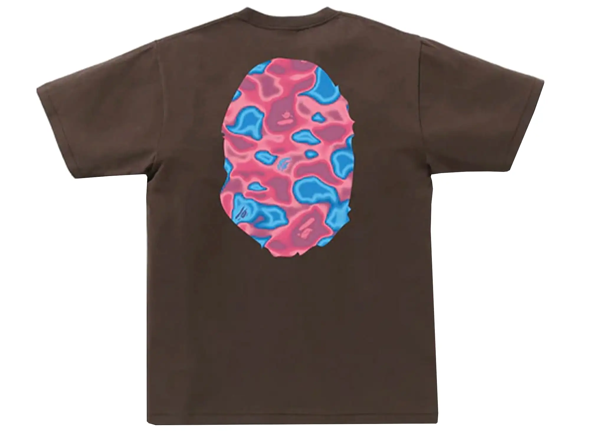 A Bathing Ape Liquid Camo Big Head Ape Tee in Brown xld