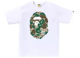 A Bathing Ape Liquid Camo Big Head Ape Tee in White xld