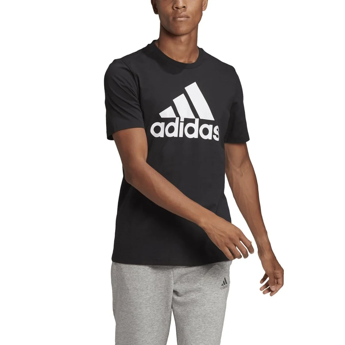 ADIDAS MEN'S ESSENTIALS BLACK BIG LOGO TEE