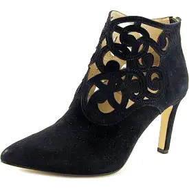 ADRIENNE VITTADINI Women's •Nidia• Pointed-Toe Kid Suede Black Ankle Boot 8M