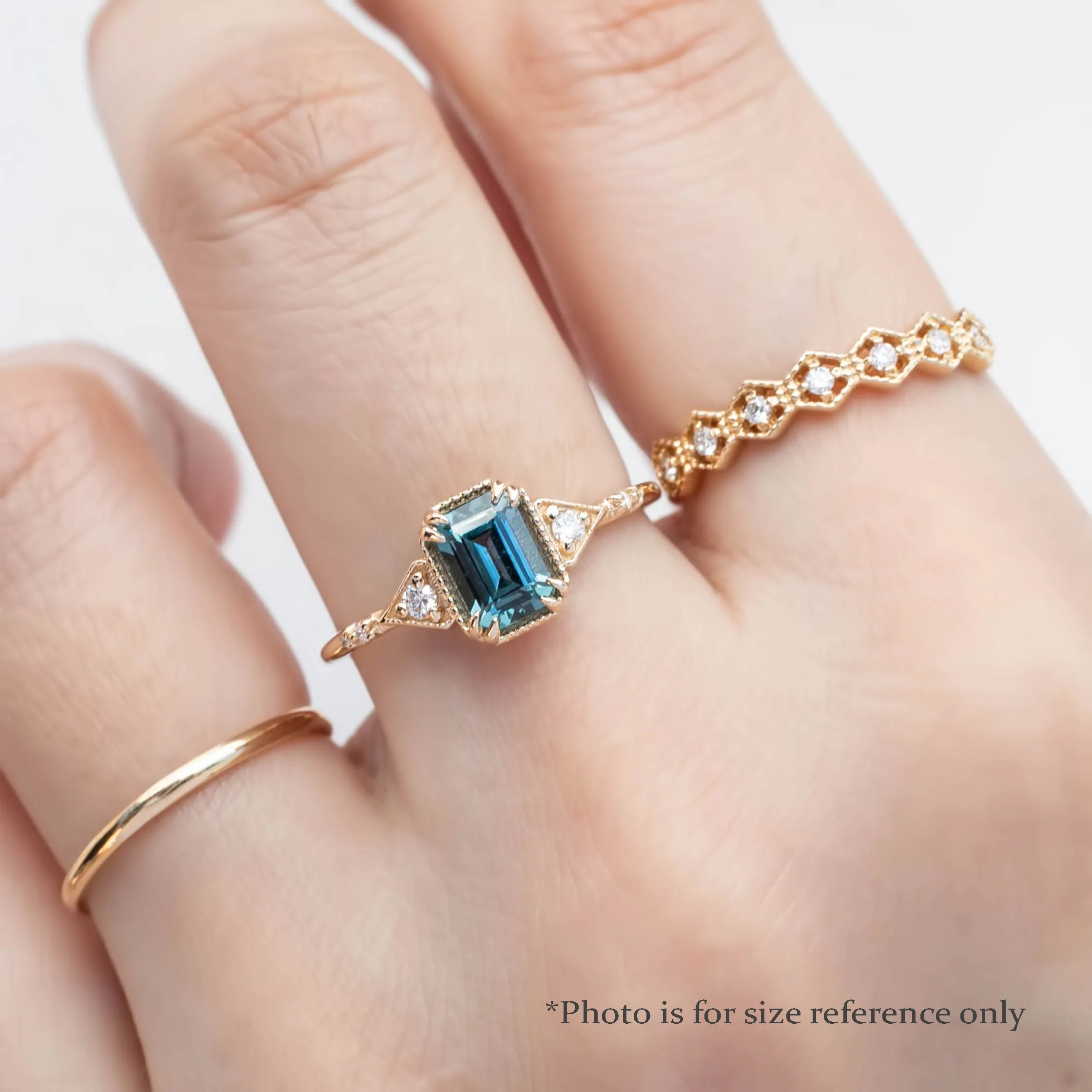 Agatha Ring 1.11ct Deep Teal Blue Emerald Montana Sapphire, 14K Rose Gold (One of a kind)