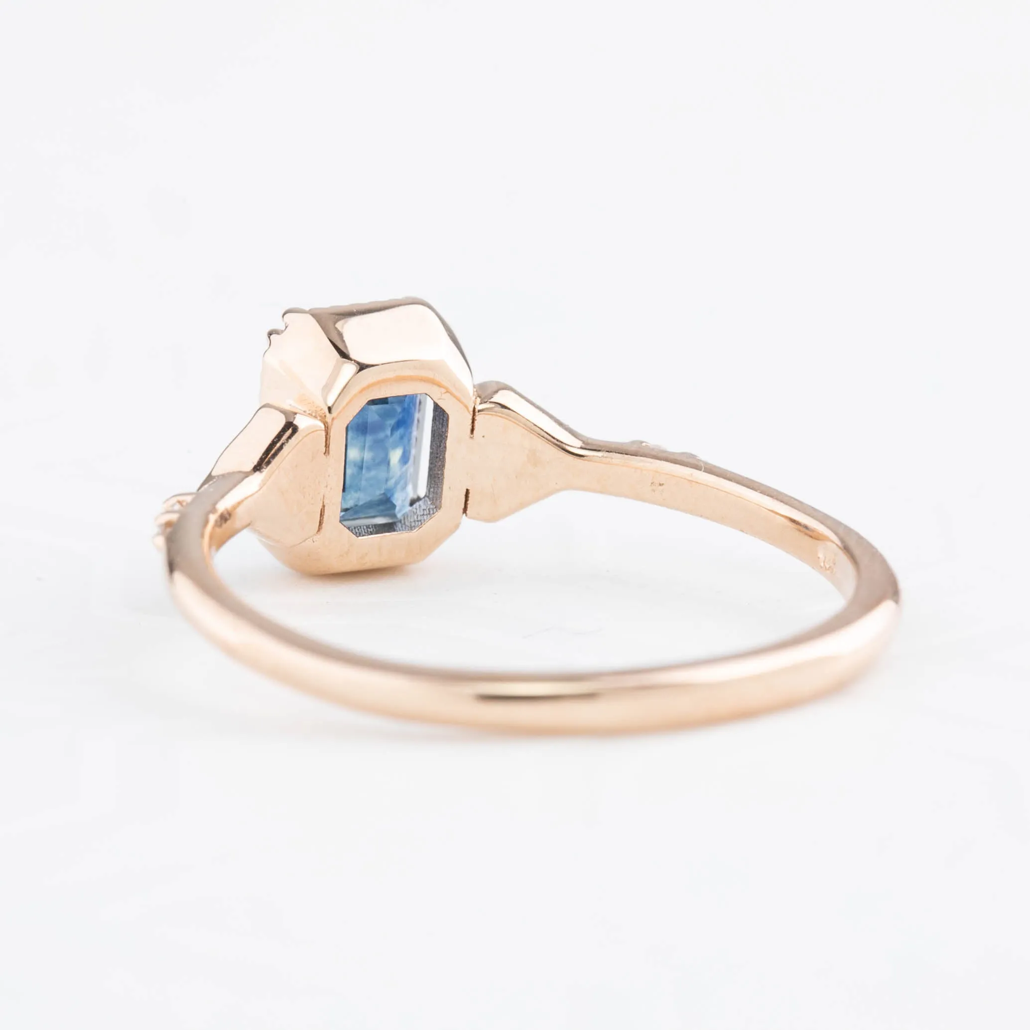 Agatha Ring 1.11ct Deep Teal Blue Emerald Montana Sapphire, 14K Rose Gold (One of a kind)