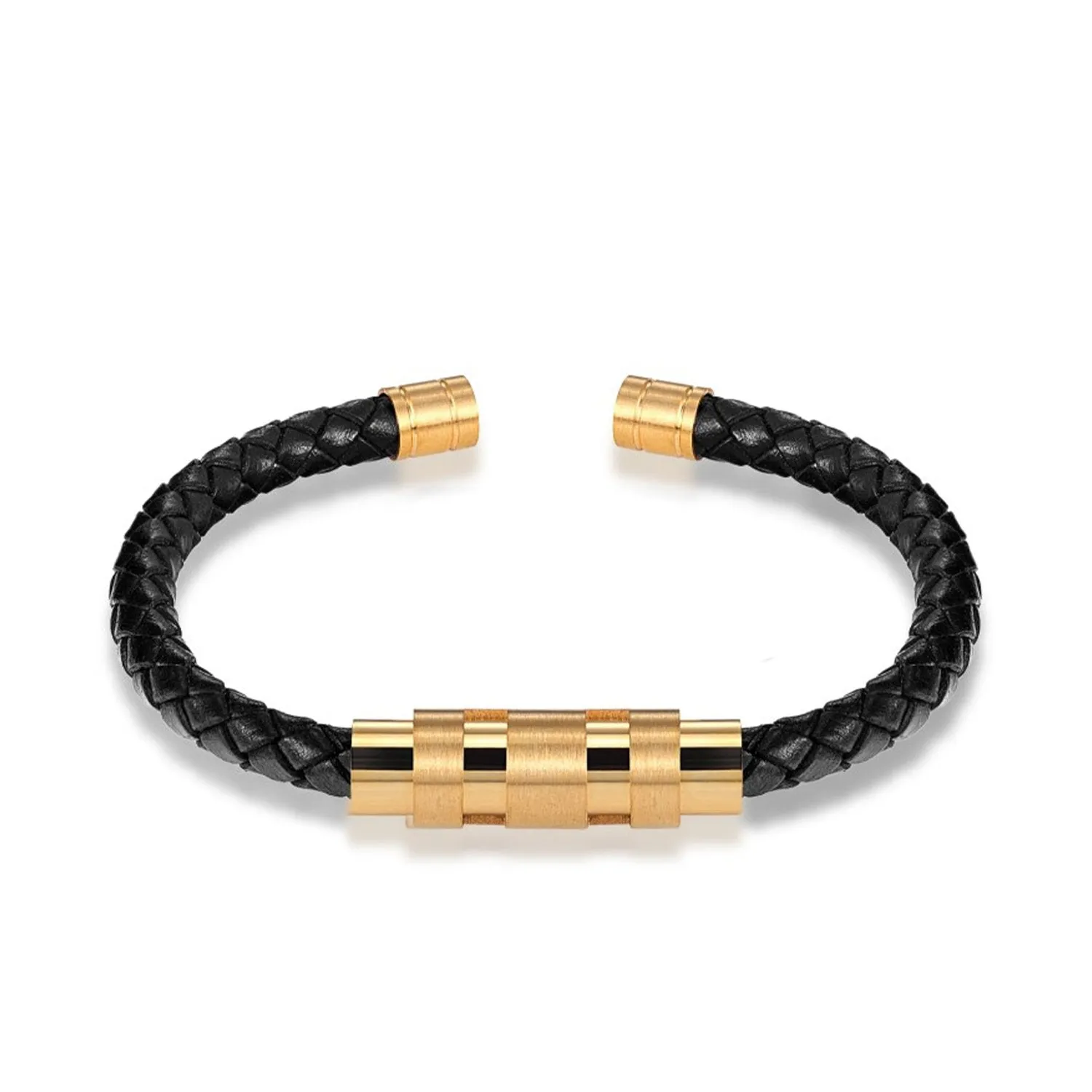 Alex Open End Leather Bangle - Unisex