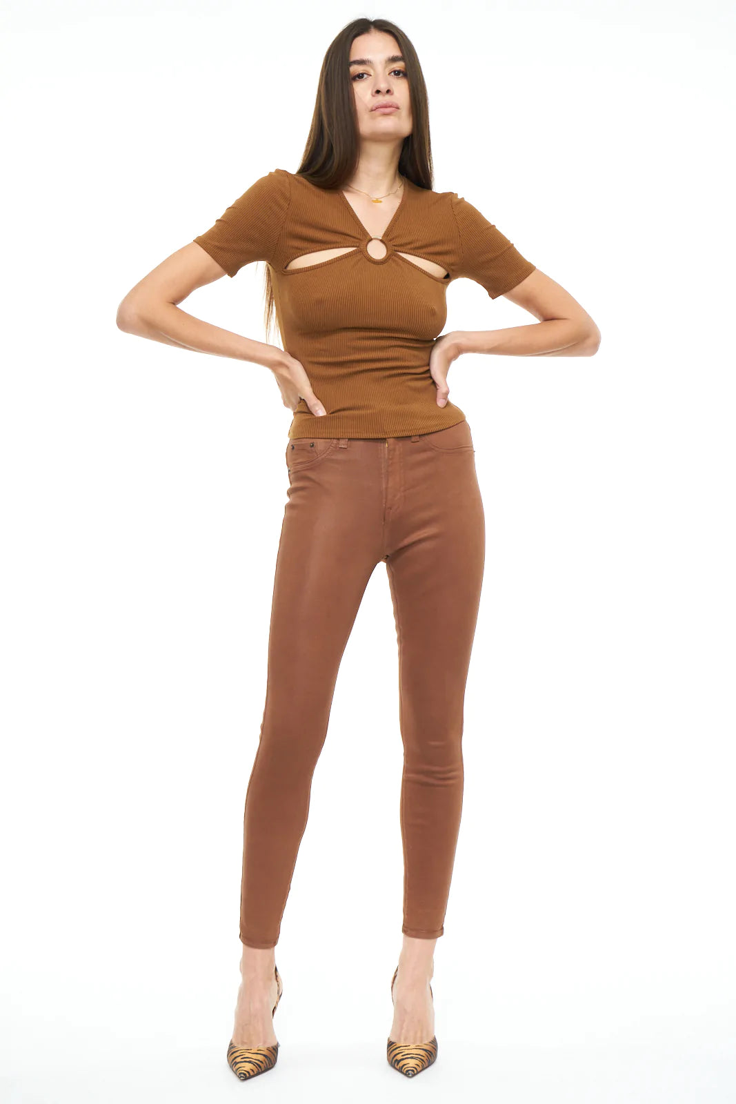 ALINE COGNAC SKINNY HIGH RISE