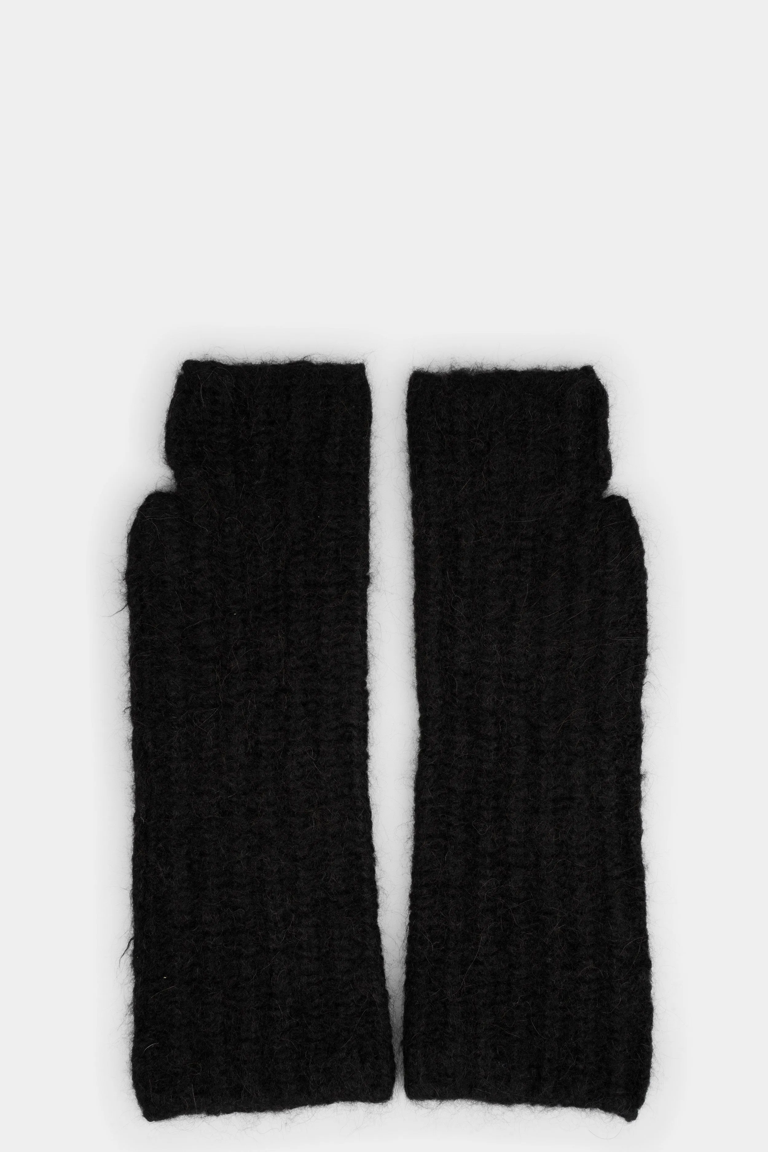 Alpaca / Virgin wool knit mitten gloves, Black