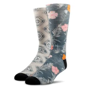 Ariat Women's Hibiscus/Aztec Crew Sox 2-Pack