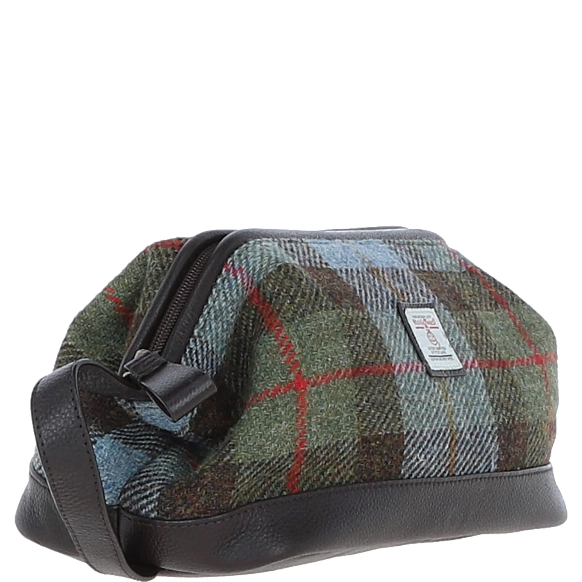 Ashwood Leather x Harris Tweed Unisex Washbag Brown/Mcload: TW-40-01-BM