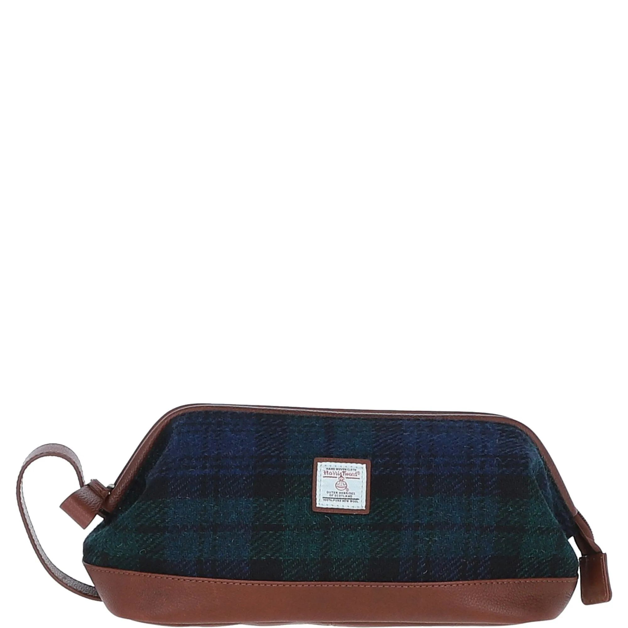 Ashwood Leather x Harris Tweed Unisex Washbag Tan/Watch: TW-40-04-TW