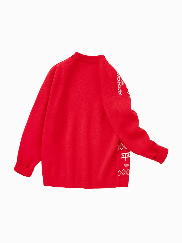 Balabala Kids Girl Bunny Graphic Lapel Sweater