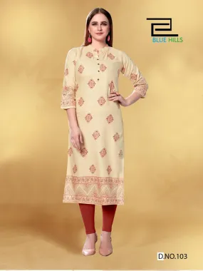 Blue Hills Presents Jolie Rayon Designer Kurti Collections