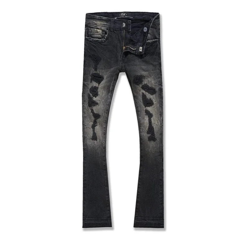 Boy's Stacked Rockport Denim, Jet Black