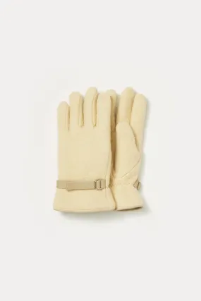 Brushed Alpaca Wool Melton Gloves - Light Beige