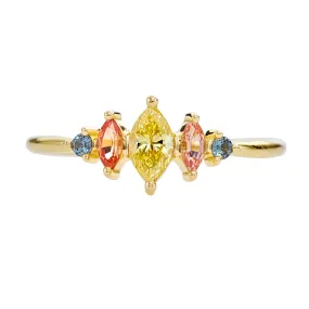 Candy Colored Engagement Ring with a Fancy Yellow Diamond - OOAK