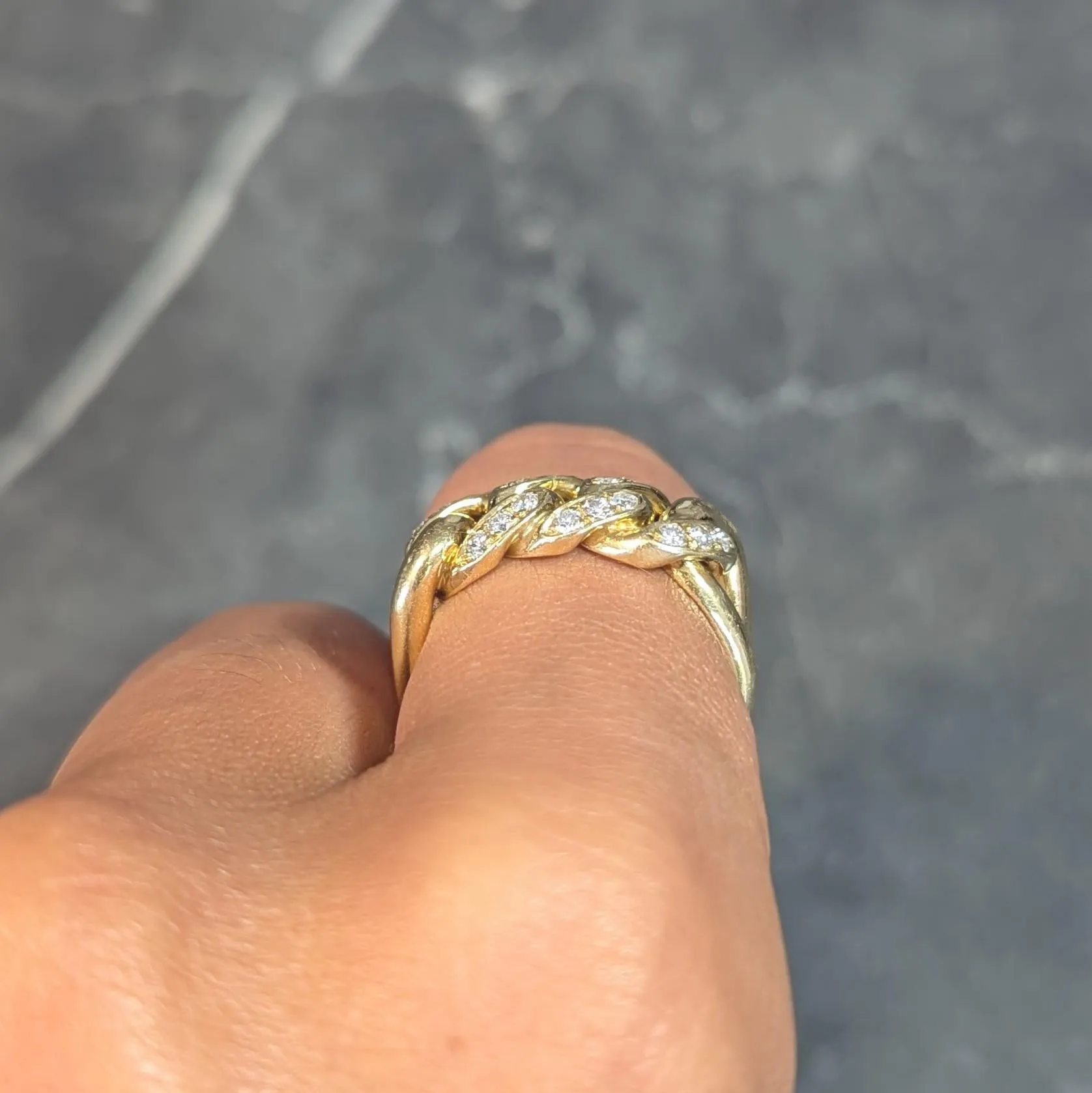 Cartier 1970's 0.54 CTW Diamond 18 Karat Yellow Gold Vintage Chain Link Ring