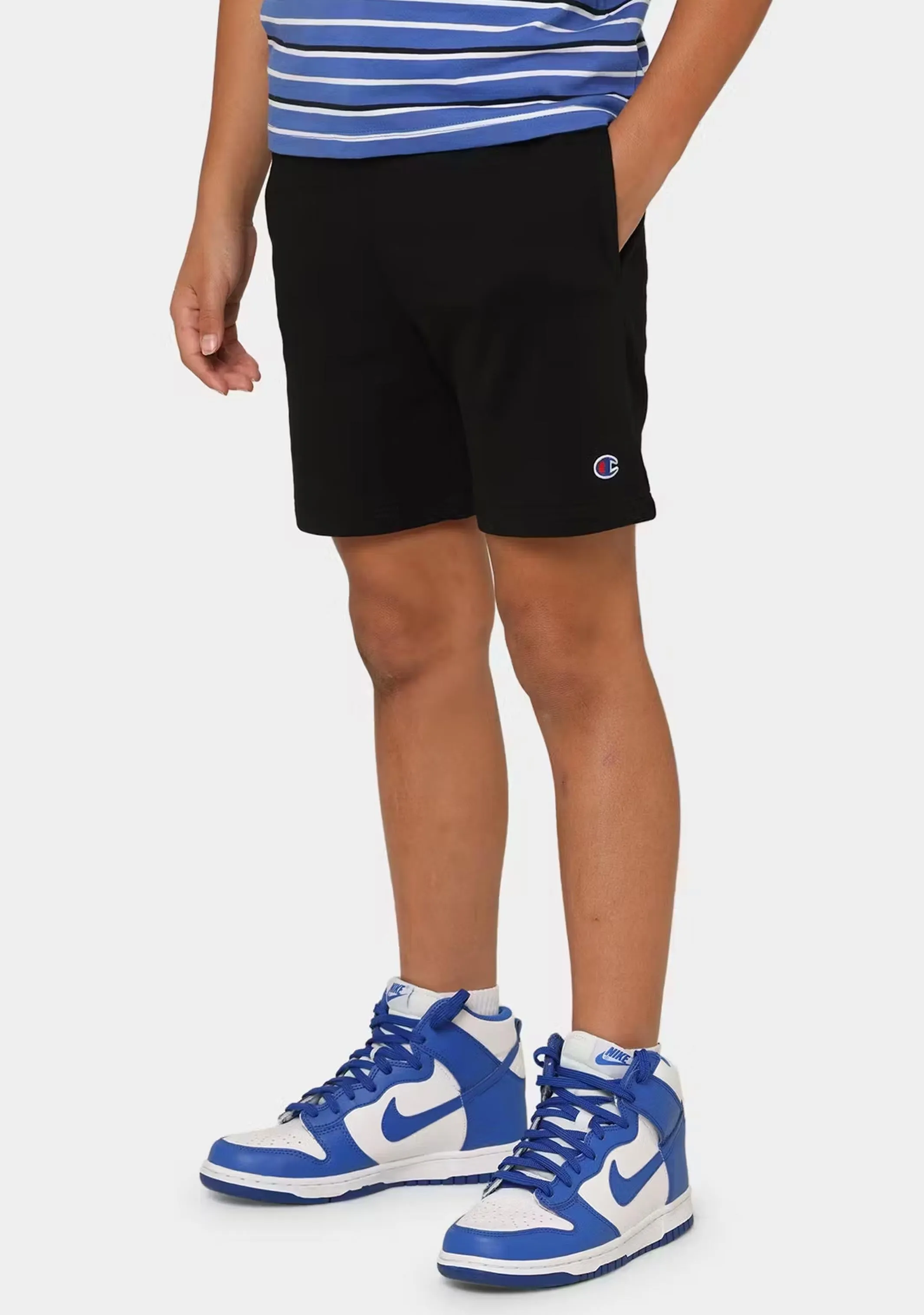 Champion Kids French Terry Logo Shorts  KW3GN BLK