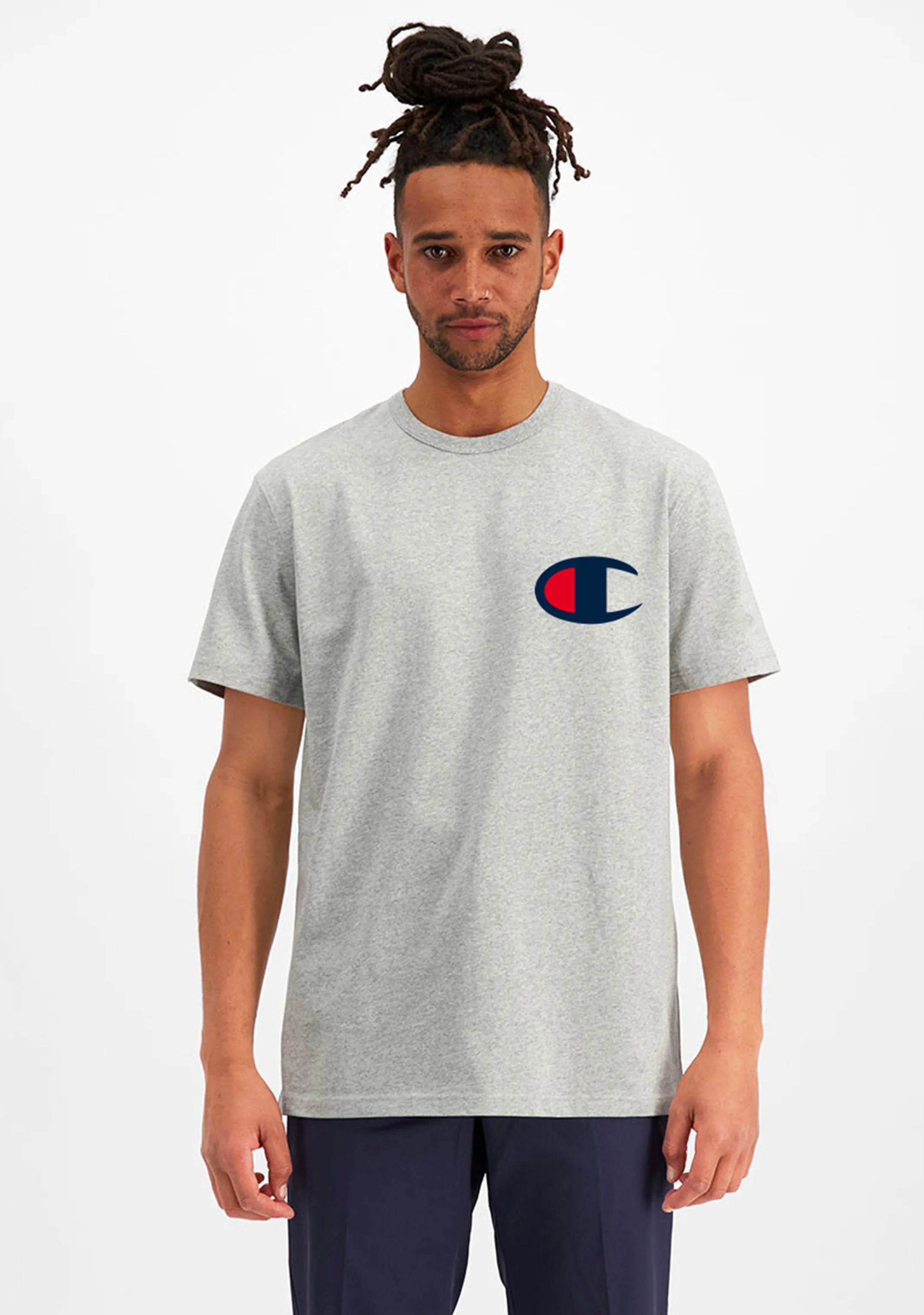 Champion Mens C Logo Short Sleeve Tee Grey  AY68N A3R