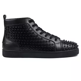 Christian Louboutin Louis Flat Spikes Leather Black