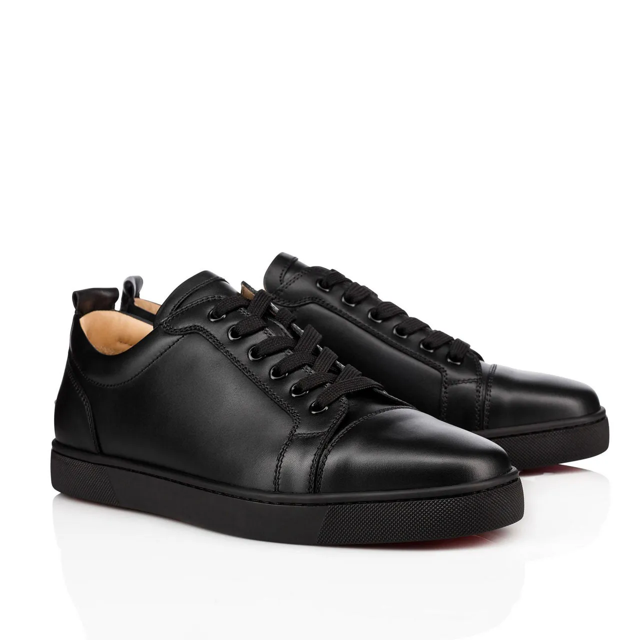 CHRISTIAN LOUBOUTIN Louis Junior Leather Trainers - Black