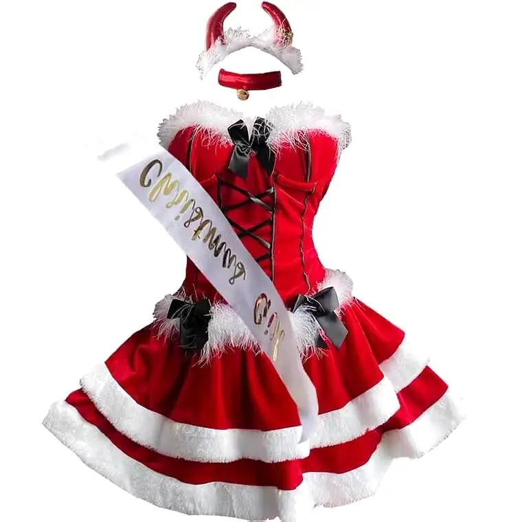 cos Bunny Girl Uniform seduce red cat girl devil Bunny Christmas dress BY9010