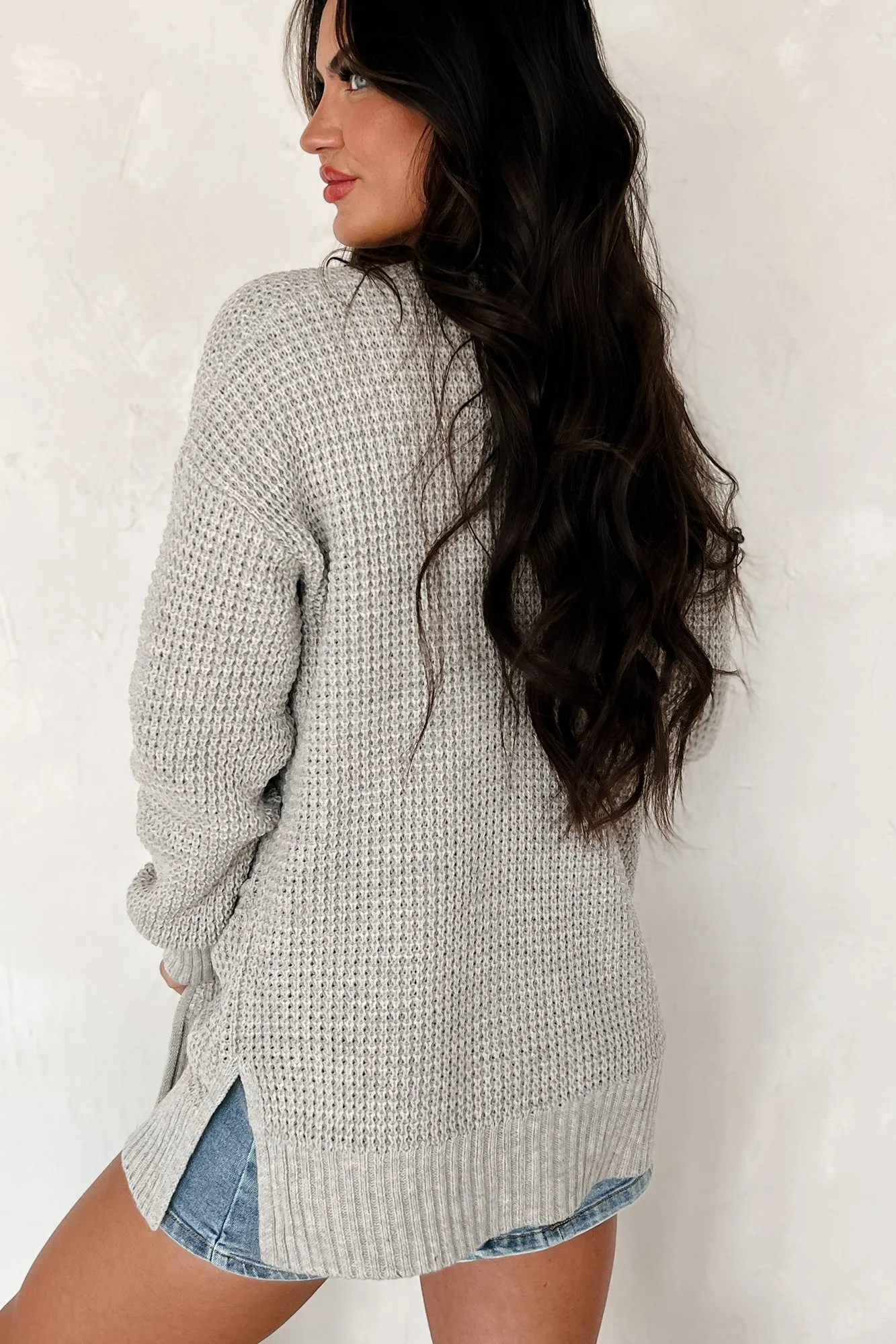 Cuddly Aesthetic Zenana Waffle Knit Cardigan (Heather Mocha)