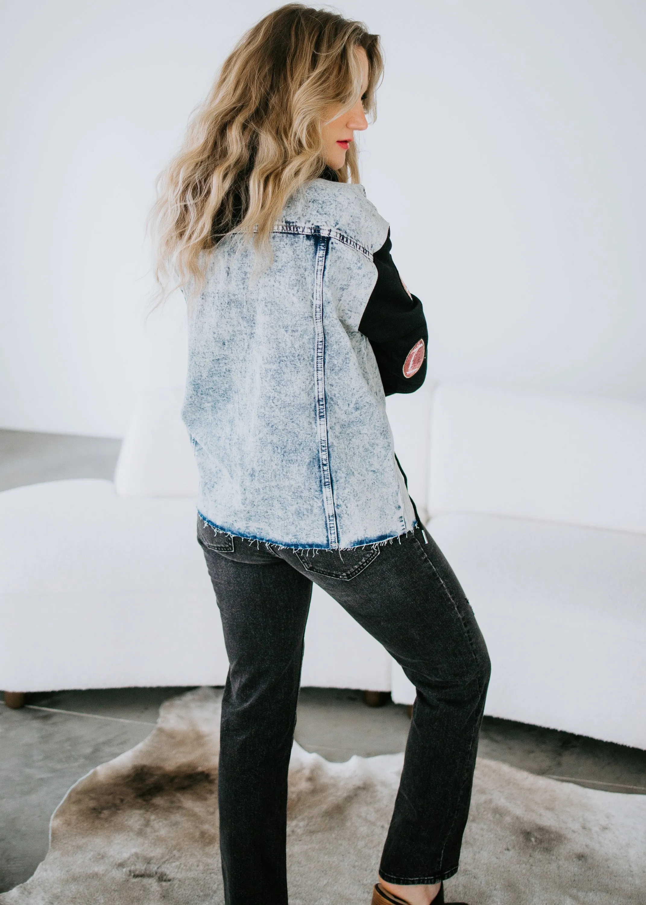 Curvy Game On Denim Jacket