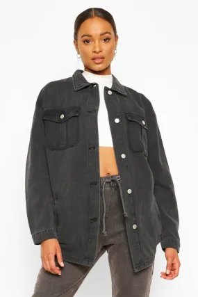 Denim Longline Shirt Jacket