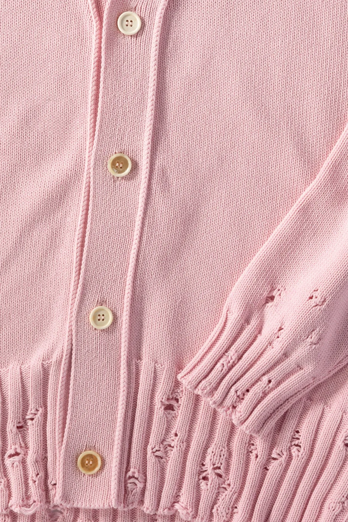 Disheveled Cotton Cardigan - Pink Gummy