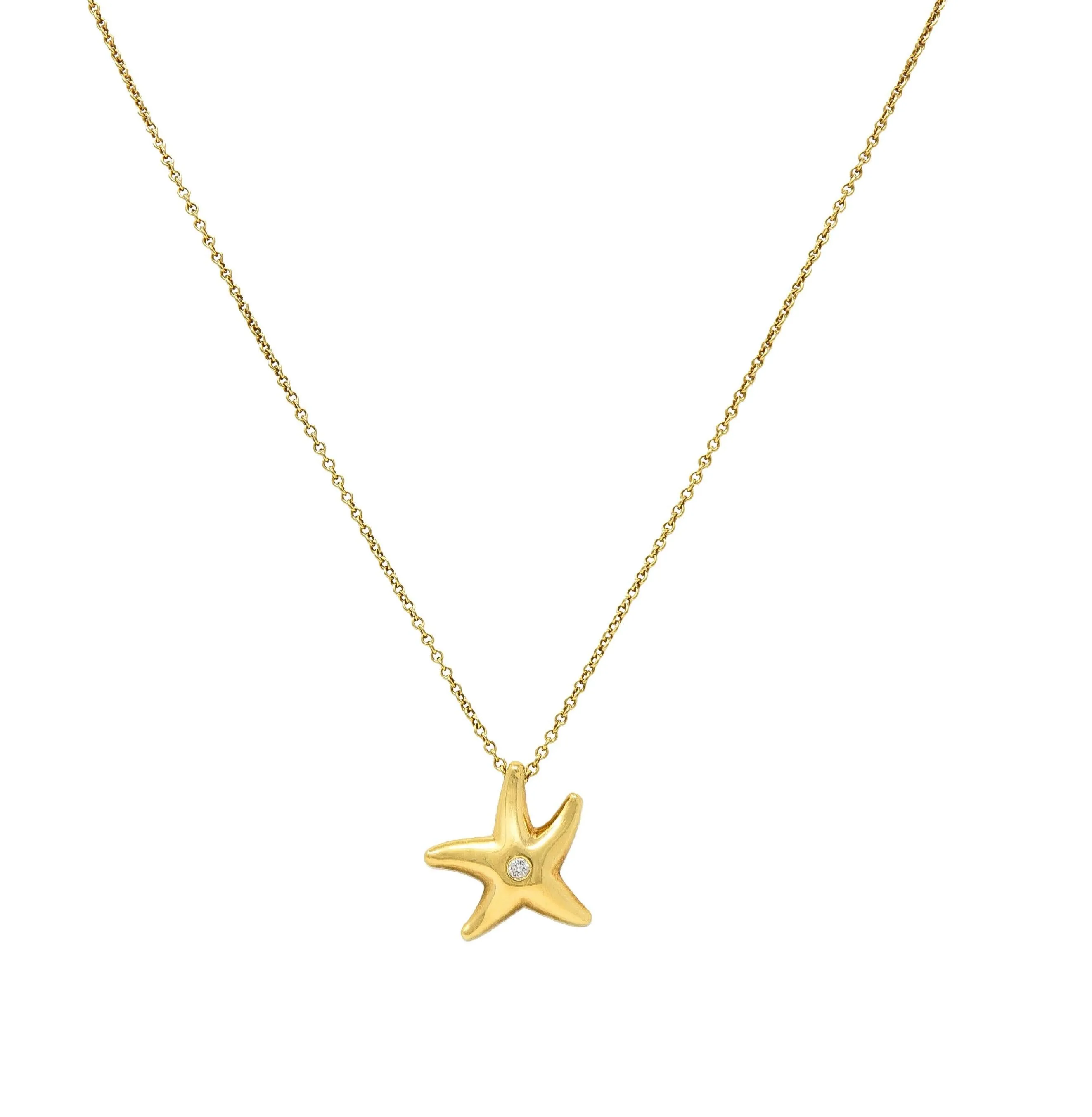 Elsa Peretti Tiffany & Co. 1990's 18 Karat Yellow Gold Vintage Starfish Pendant Necklace