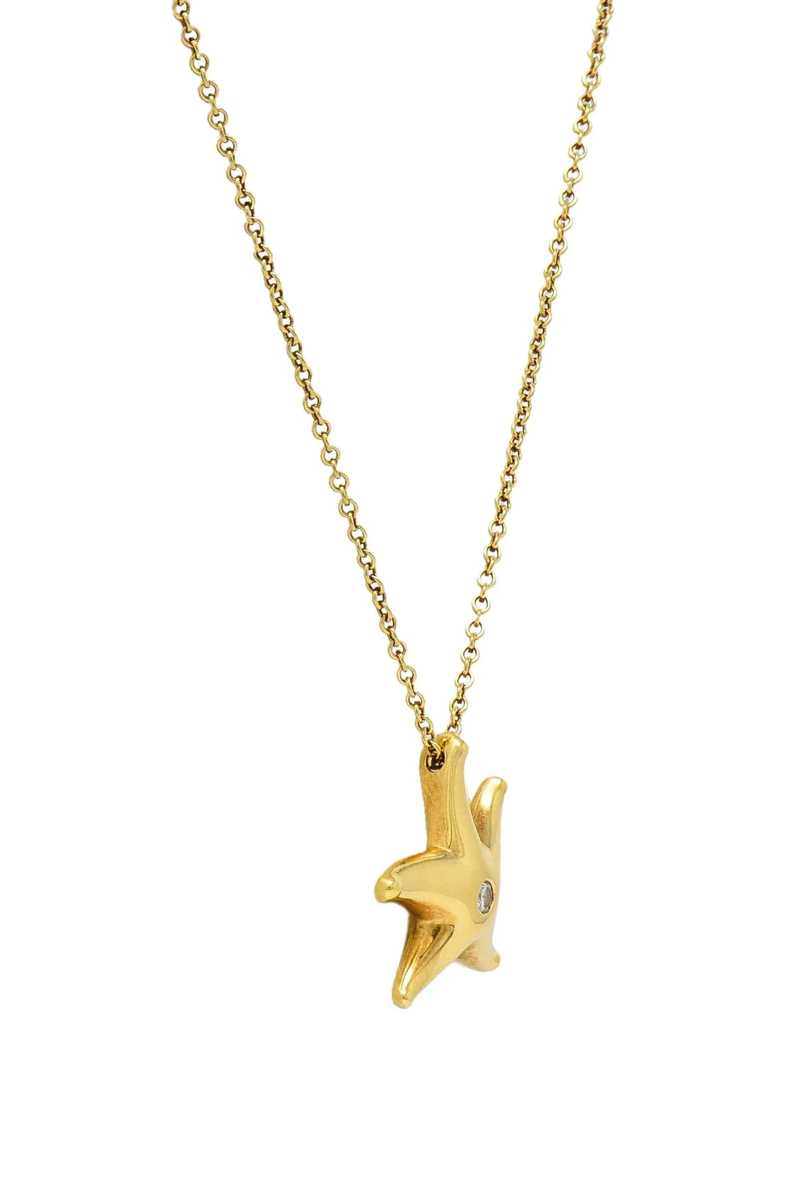 Elsa Peretti Tiffany & Co. 1990's 18 Karat Yellow Gold Vintage Starfish Pendant Necklace