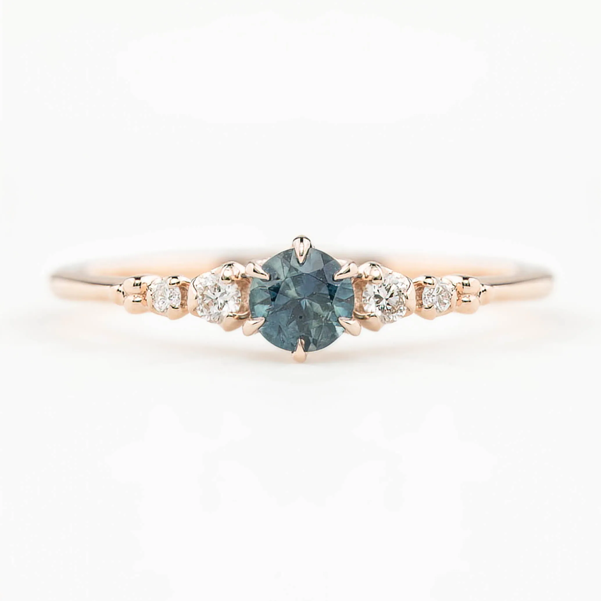 Estel Fleur Ring 4mm 0.30ct Teal Blue Montana Sapphire 14K Rose Gold