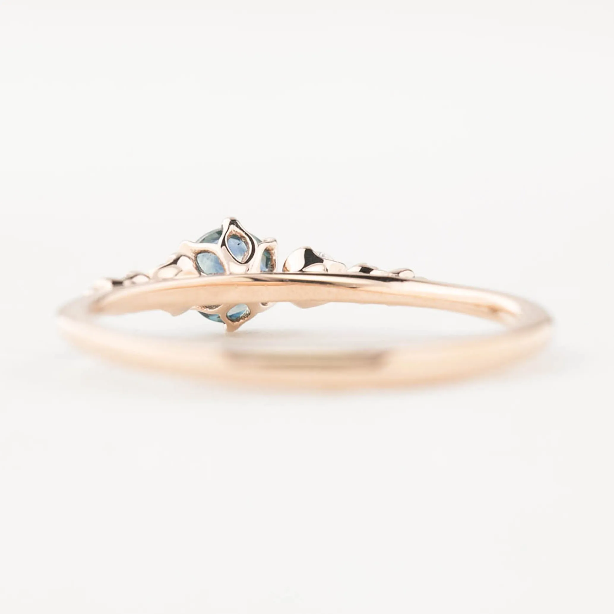 Estel Fleur Ring 4mm 0.30ct Teal Blue Montana Sapphire 14K Rose Gold