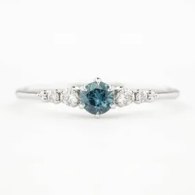 Estel Fleur Ring 4mm 0.30ct Teal Blue Montana Sapphire 14K White Gold