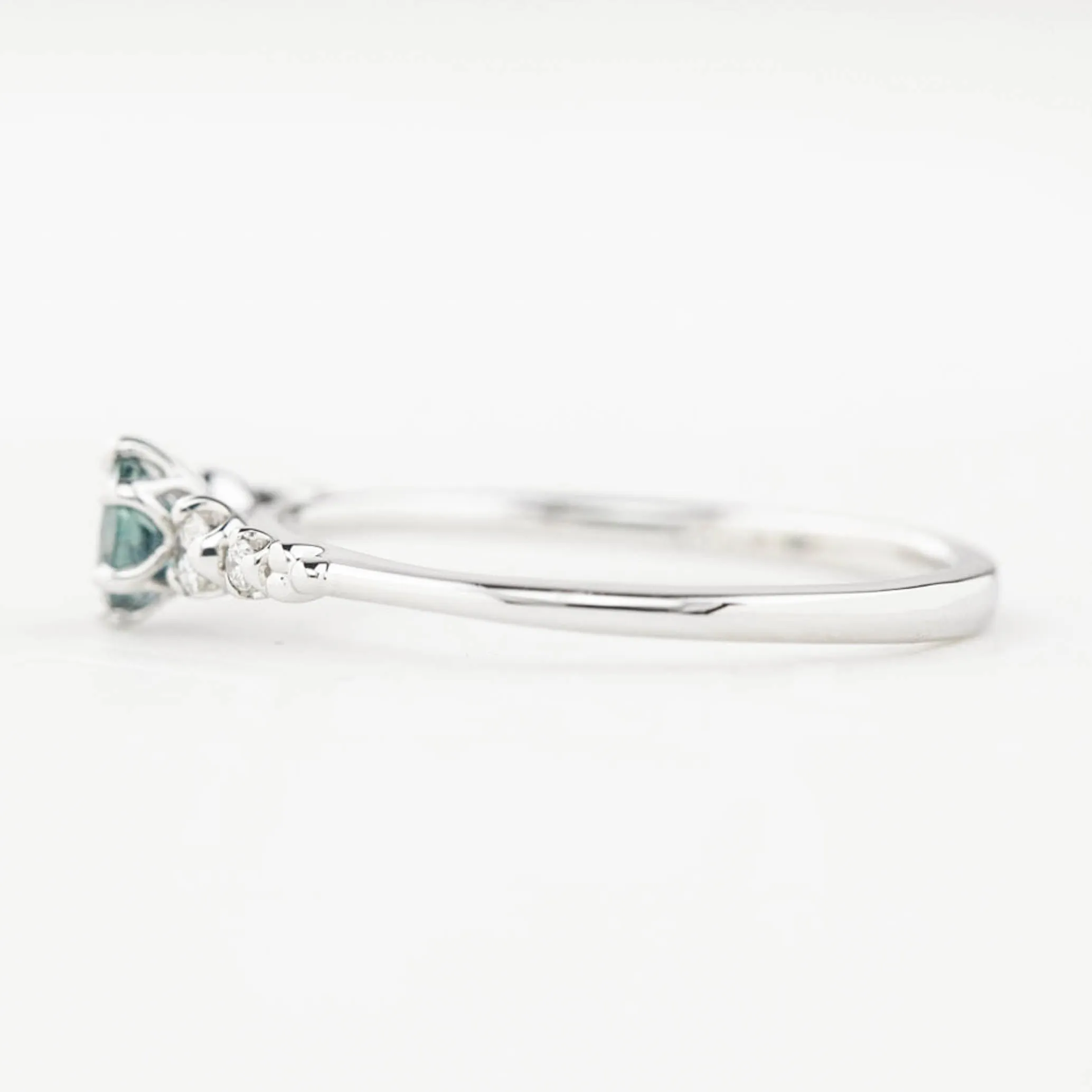 Estel Fleur Ring 4mm 0.30ct Teal Blue Montana Sapphire 14K White Gold