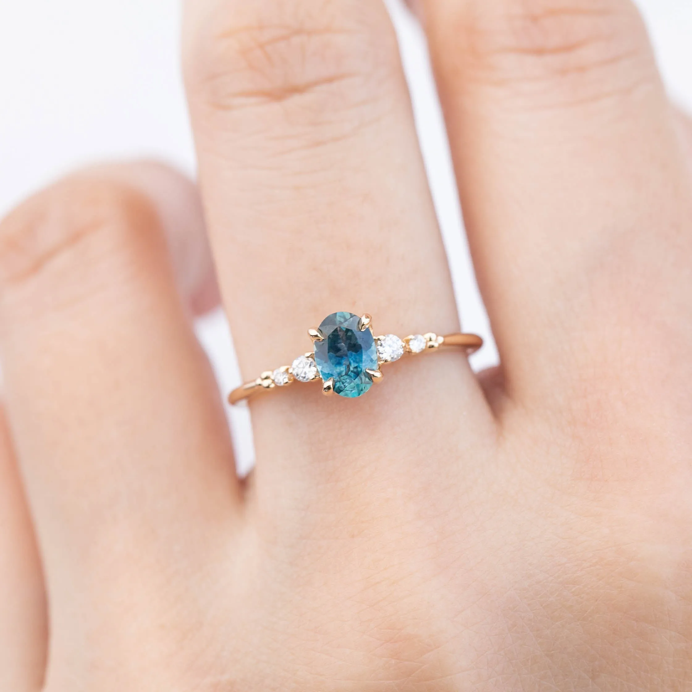 Estel Luxe Ring - 0.73ct Teal Blue Green Montana Sapphire (One of a kind)