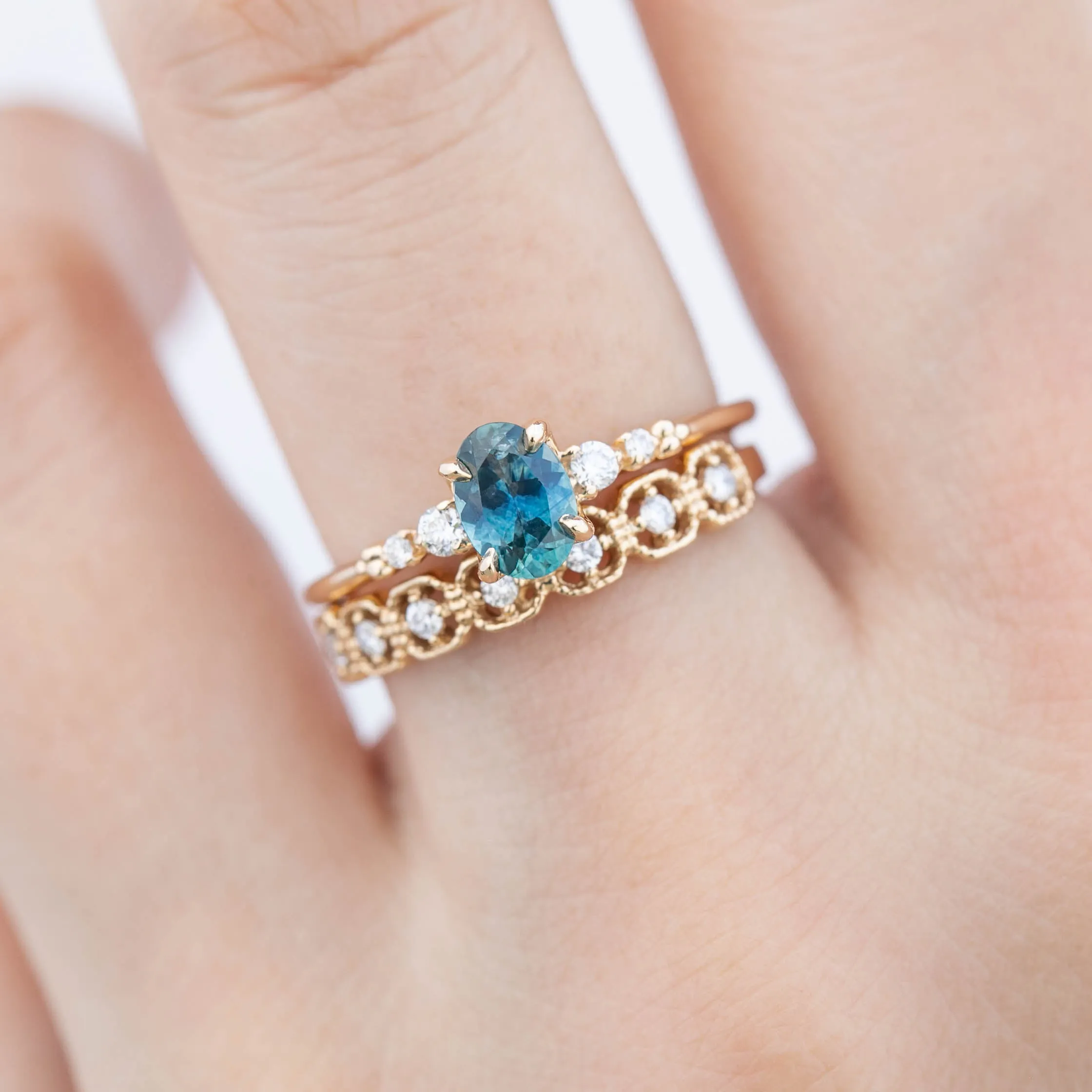 Estel Luxe Ring - 0.73ct Teal Blue Green Montana Sapphire (One of a kind)