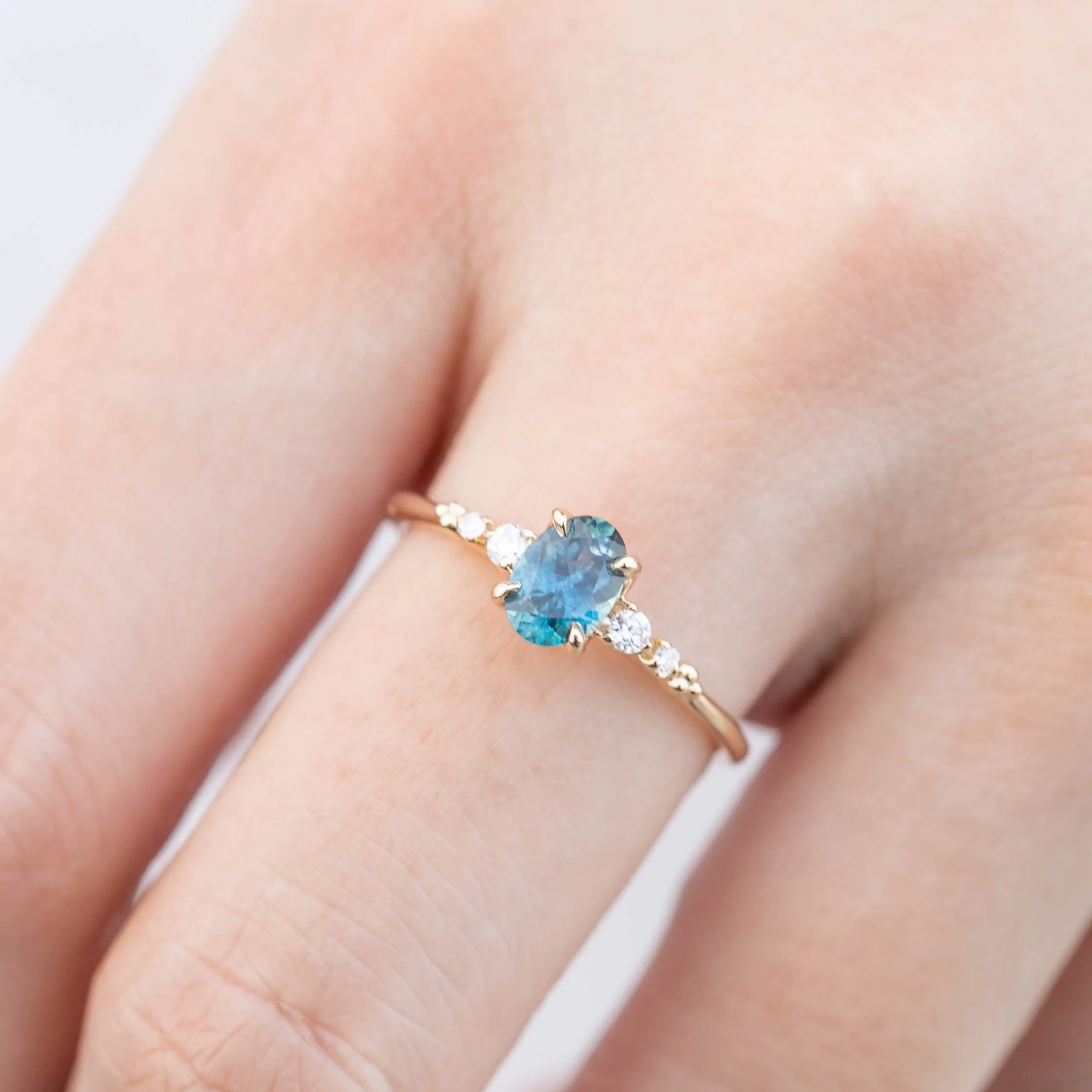 Estel Luxe Ring - 0.73ct Teal Blue Green Montana Sapphire (One of a kind)