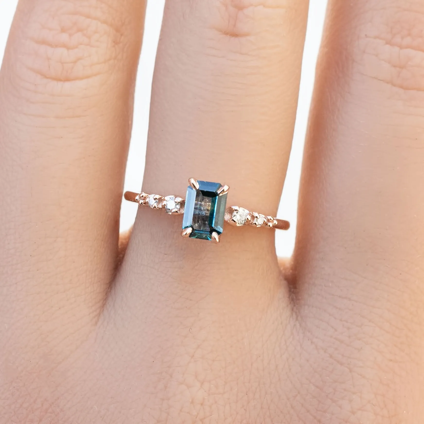 Estel Luxe Ring 0.75ct Teal Blue Montana Sapphire, 14k Rose Gold (One of a kind)