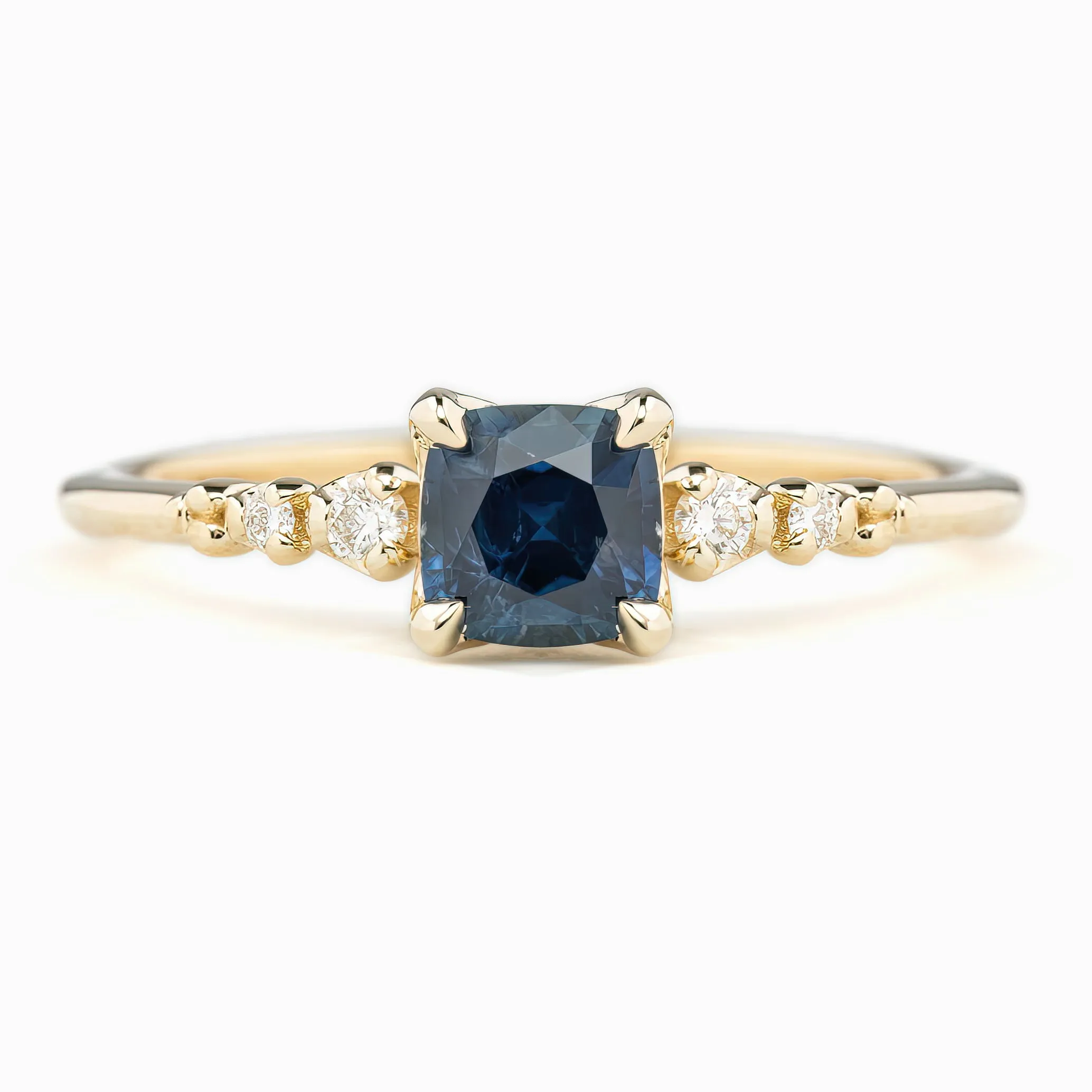 Estel Luxe Ring 0.83ct Deep Teal Blue Montana Sapphire, 14k Yellow Gold (One of a kind)