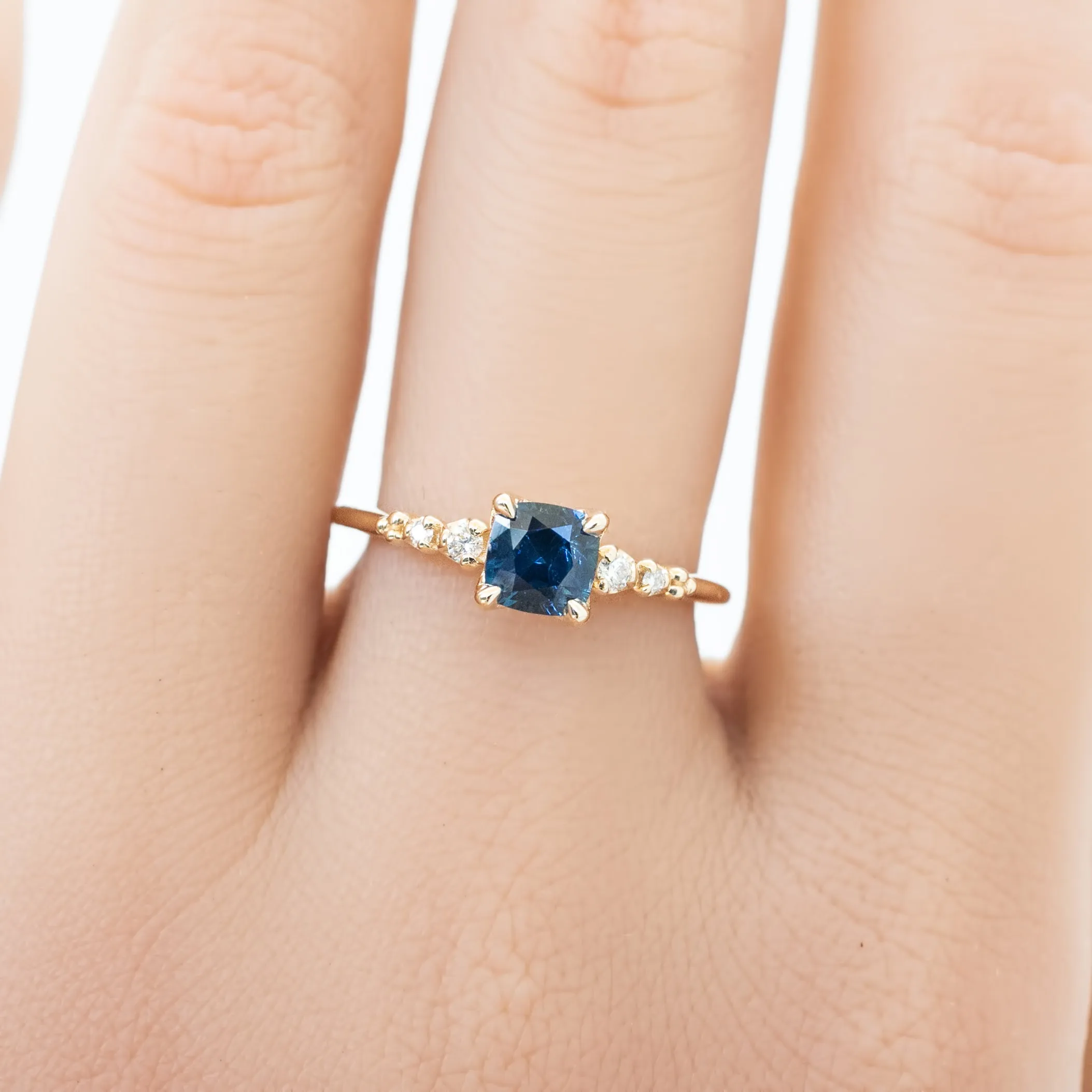 Estel Luxe Ring 0.83ct Deep Teal Blue Montana Sapphire, 14k Yellow Gold (One of a kind)