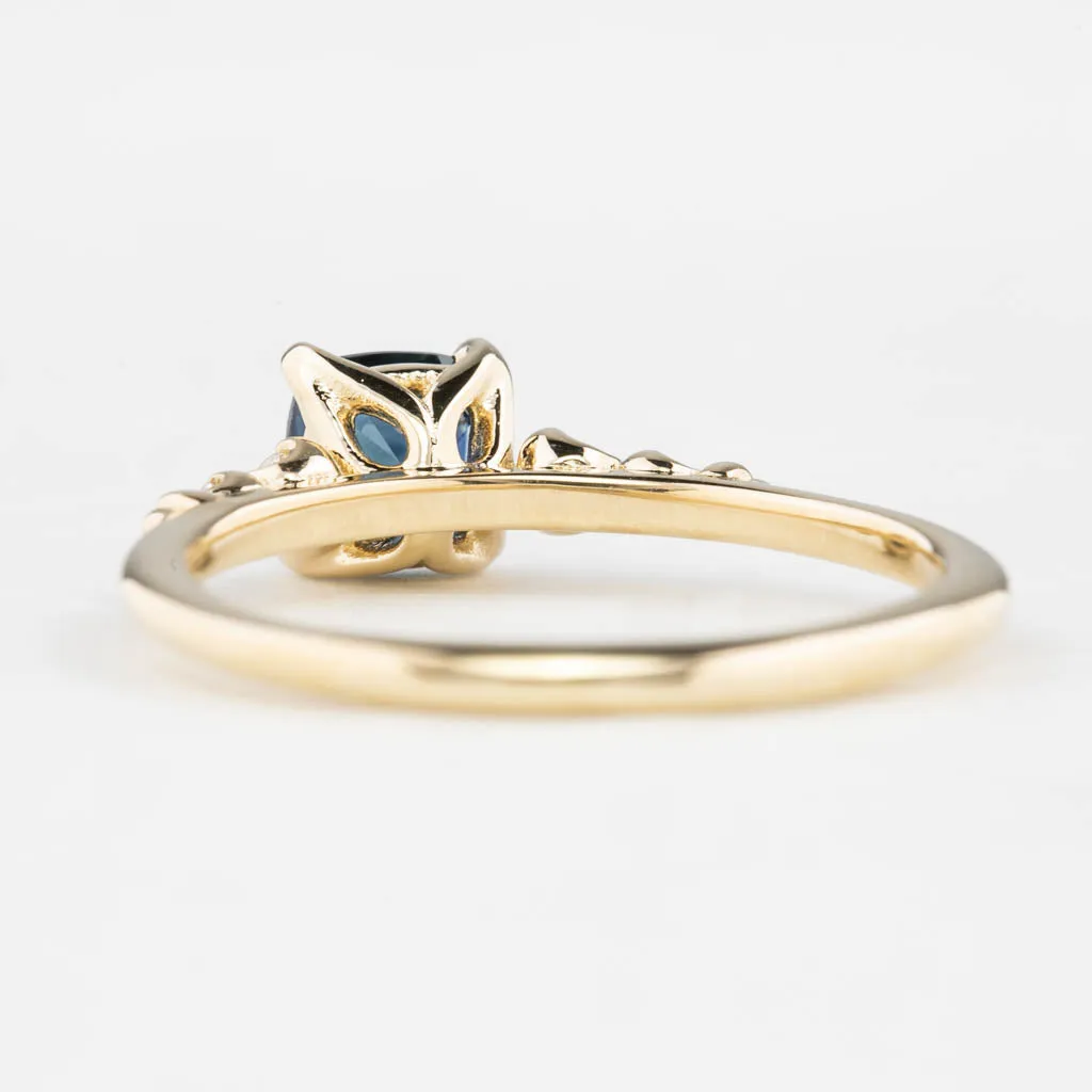 Estel Luxe Ring 0.83ct Deep Teal Blue Montana Sapphire, 14k Yellow Gold (One of a kind)